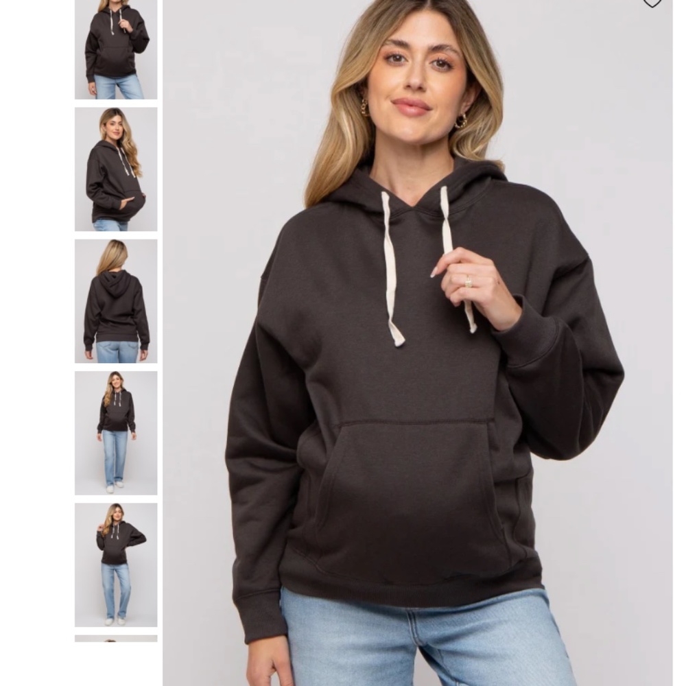 PINKBLUSH CHARCOAL BASIC FLEECE MATERNITY HOODIE